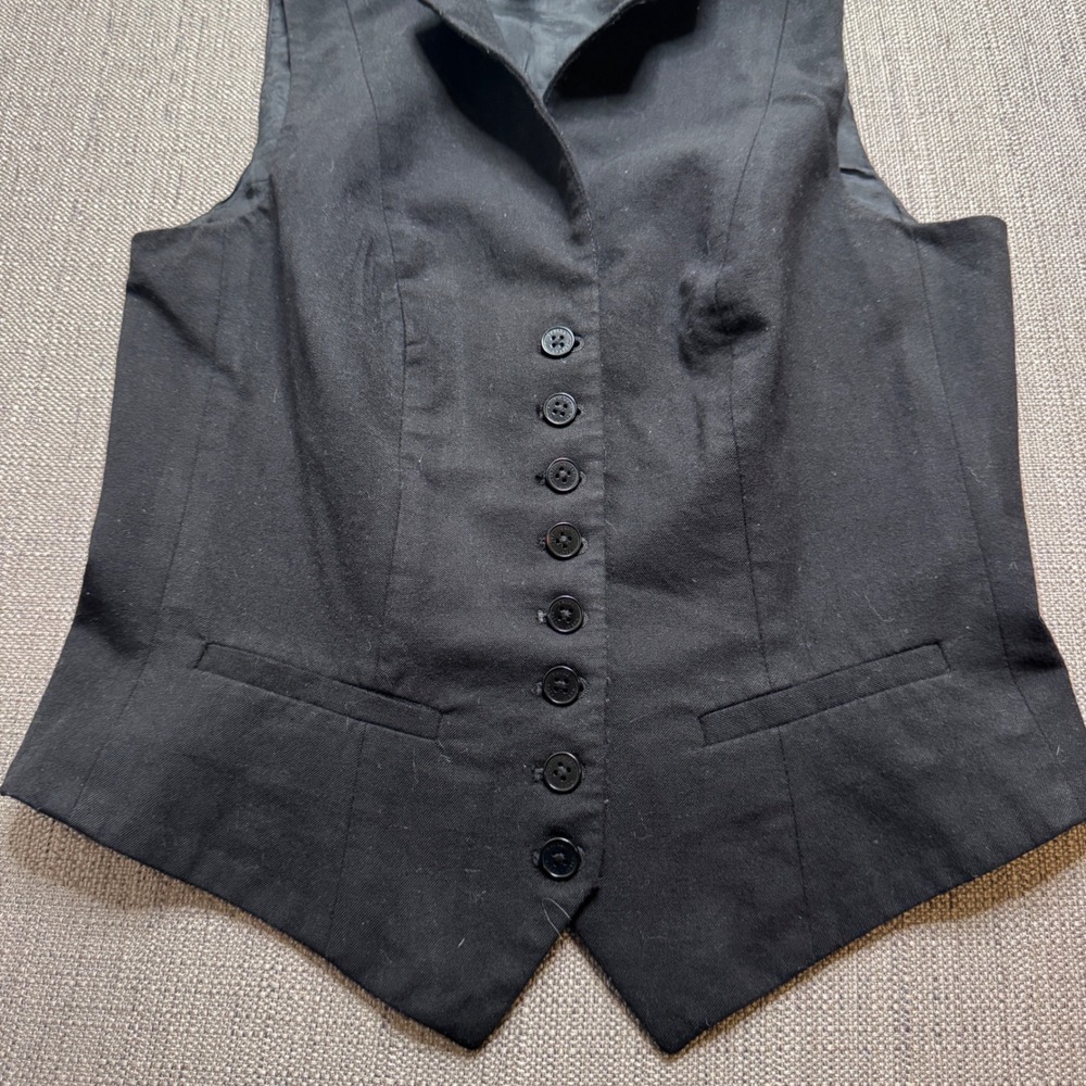 Lauren Ralph Lauren Women Black Wool Blend Tailored Waistcoat Vest Size S 0850 - Picture 3 of 7